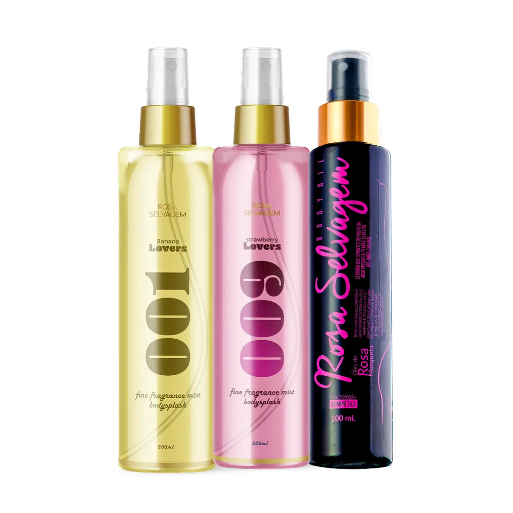 Kit Body Splash Banana + Cereja + Óleo
