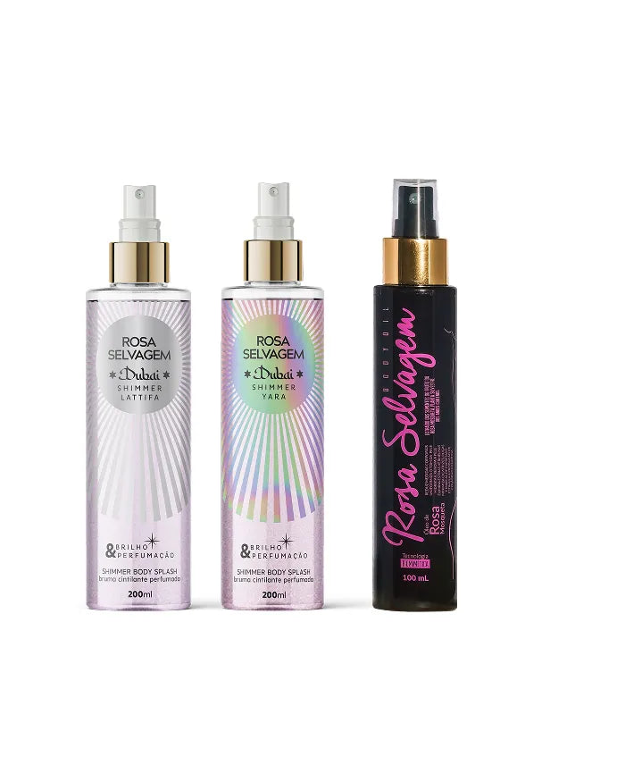 2 Body Splash Shimmer Dubai + Óleo Clareador